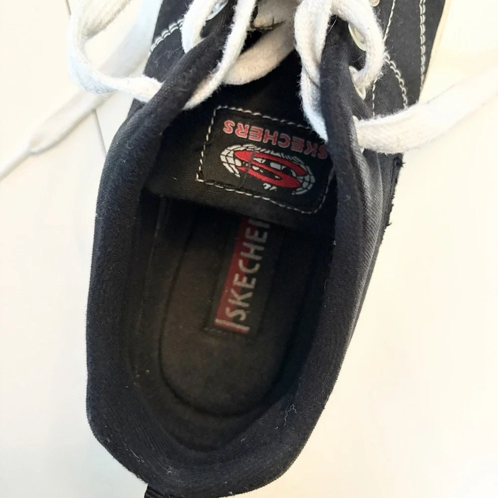 Vintage Skechers Platform Sneakers Black Suede Y2K Chunky Shoes Women's 8